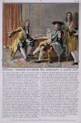 Duguay-Trouin recounting his naval exploits to Louis XIV, engraved by Madame de Cernel